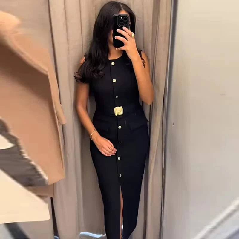 Belle Ame black dress with belt
