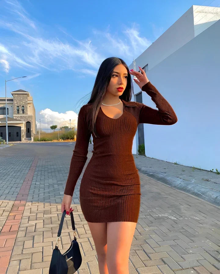 Belle Ame Ribbed Full Sleeves Dress