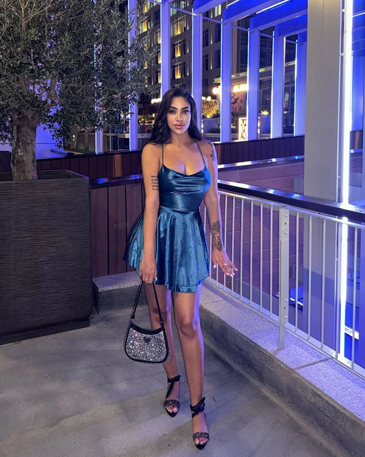 Belle Ame Indico Frill Short Dress
