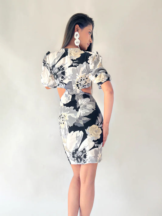 Belle Ame Daisy Cut Printed Short Dress