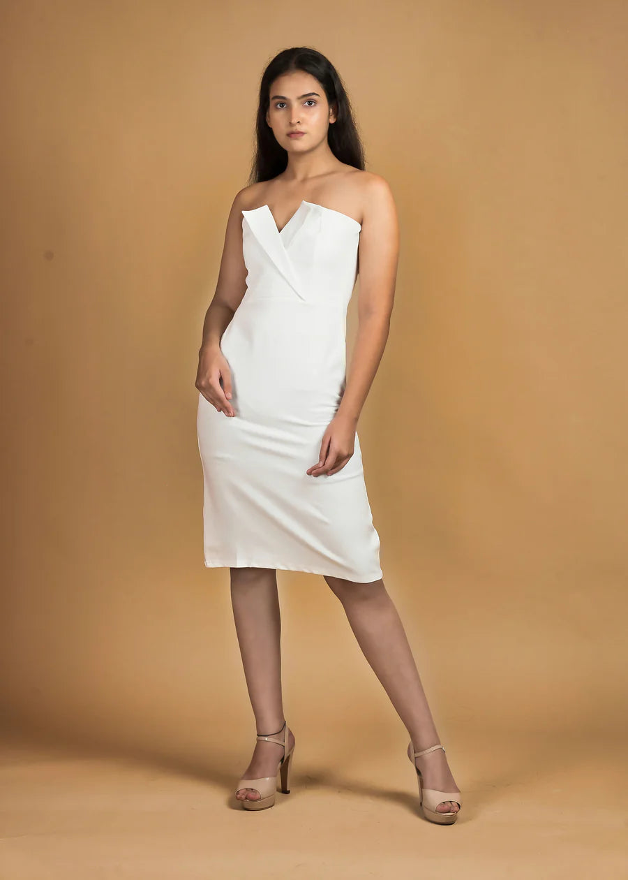 Belle Ame white Bodycon Crepe Dress