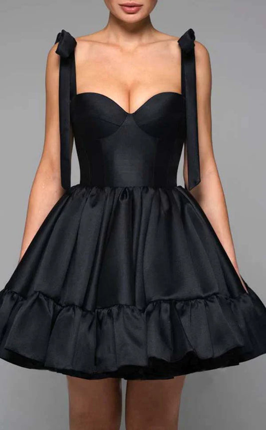 Belle Ame Black Bow Frock Mini Dress