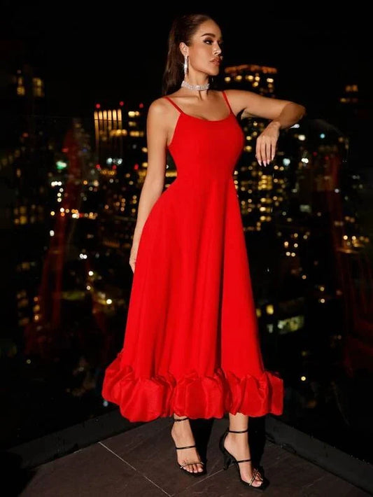Belle Ame Molly Luxe Red Long Dress