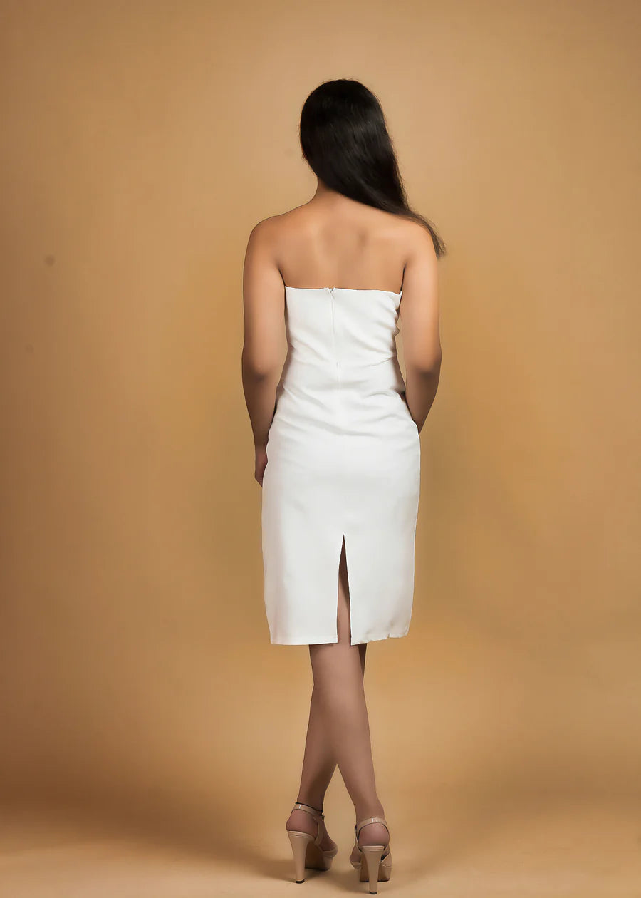 Belle Ame white Bodycon Crepe Dress