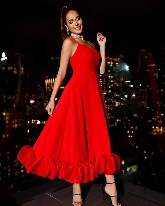 Belle Ame Molly Luxe Red Long Dress