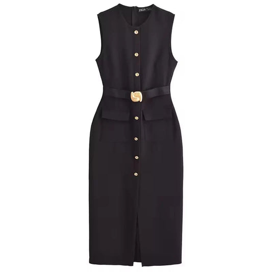 Belle Ame black dress with belt