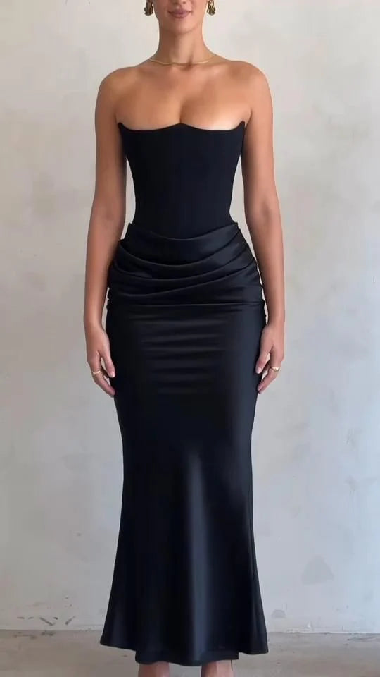 Belle Ame Black Midi Kaul Dress