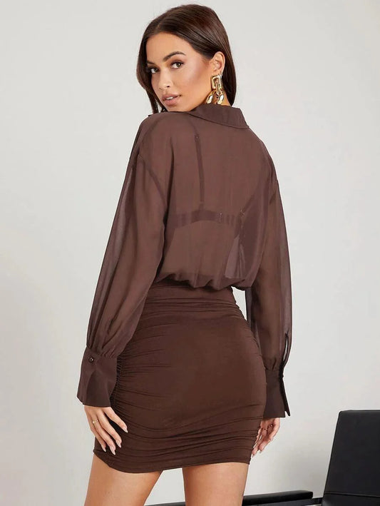 Belle Ame Stylish Pair Two Piece Shirt Dress
