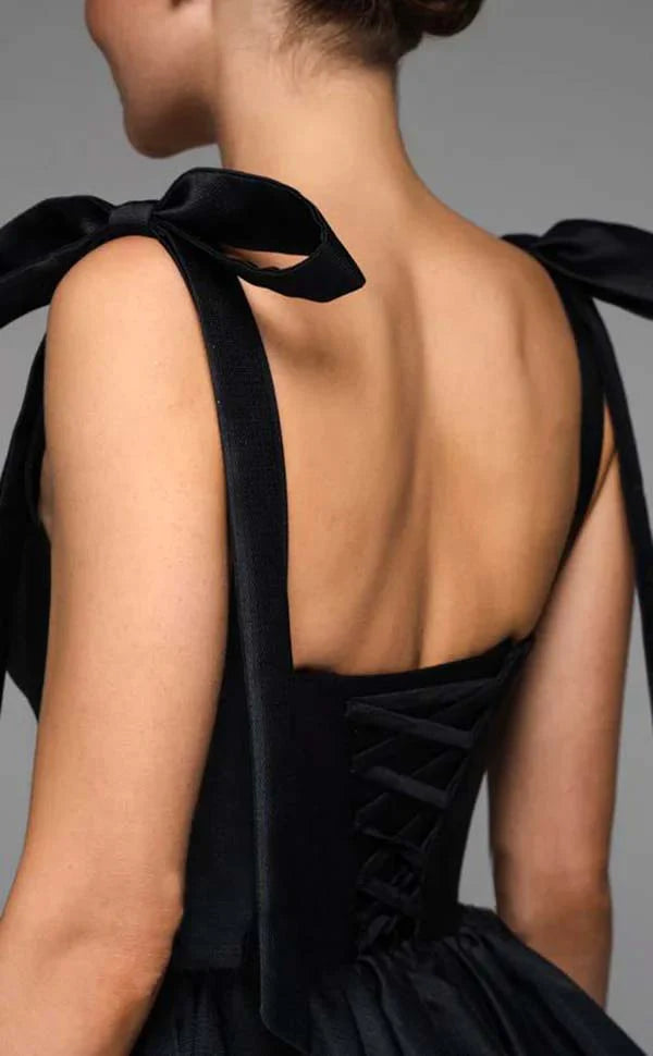 Belle Ame Black Bow Frock Mini Dress