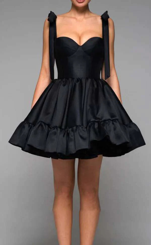 Belle Ame Black Bow Frock Mini Dress