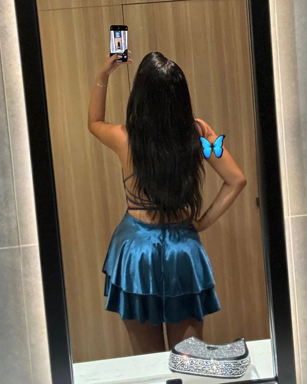 Belle Ame Indico Frill Short Dress
